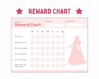 Princess Printable Reward Chart, Daily Chore Chart for Kids