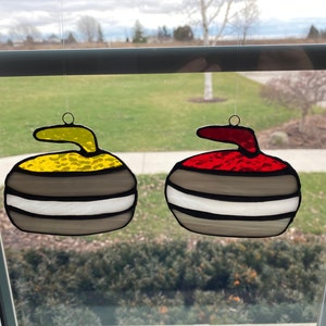 Beeil dich!  - Sets von Stained Glass Curling Stones Rocks - verschiedene Farben zur Auswahl