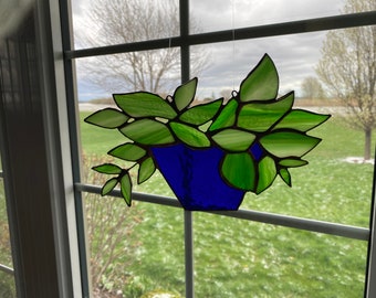 Stained Glass Hanging Planter - various colour options to choose