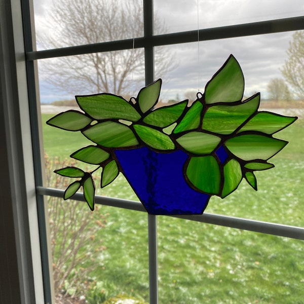 Stained Glass Hanging Planter - various colour options to choose