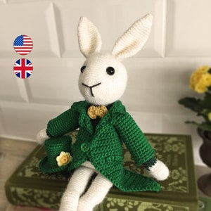 Crochet Pattern Sir Harald the White Rabbit Digital PDF Amigurumi Pattern