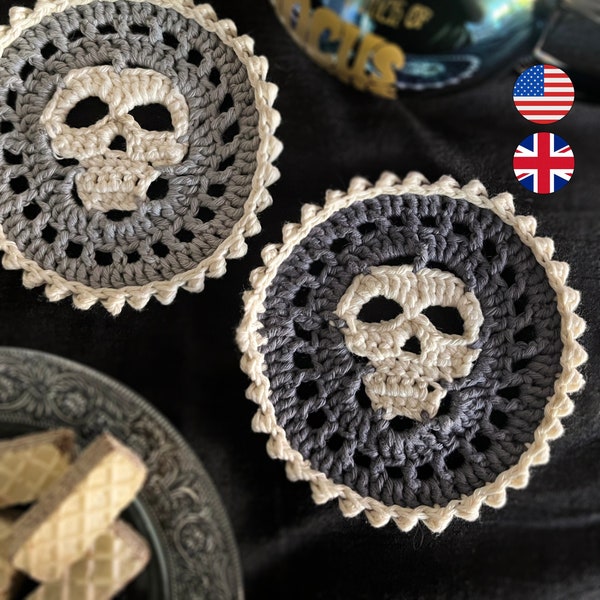 Crochet Pattern Mr Bones Skull Coaster Digital PDF