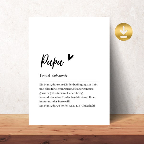 Papa Definition Poster | Digital Product | Instant Download | PDF files