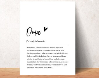 Poster Oma Definition, Wandbild | Digital Product | Instant Download | PDF Files