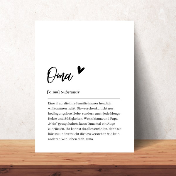 Poster Oma Definition, Wandbild | Digital Product | Instant Download | PDF Files