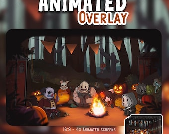 Halloween Animated Stream Overlay: Horror overlay for Twitch, Kick (Digital Download)