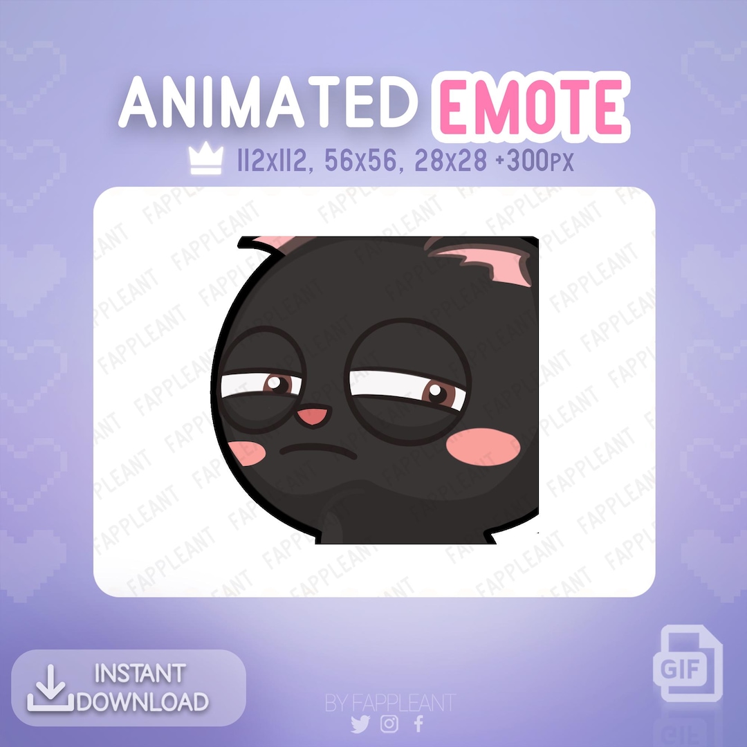 Shocked Cat Animated Emote and Alert | Kitty Emoji | Funny Black Cat ...