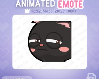 Shocked Cat Animated Emote and Alert | kitty Emoji | Funny Black Cat emotes | Twitch, Discord (GIF)