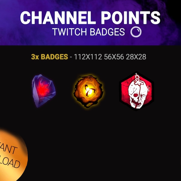 Channel point badges package for twitch, DBD twitch badges x3
