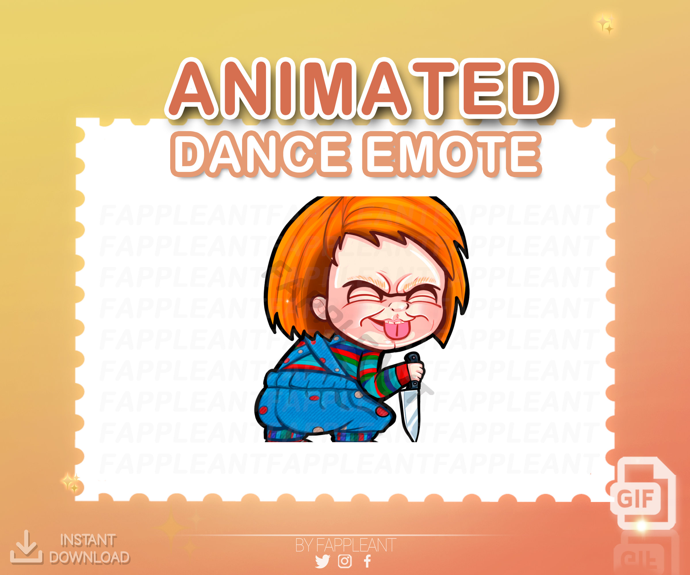 Animated Chucky Dance Emote | Tbag Dancing emoji |  emotes | Twitch, Kick, Discord