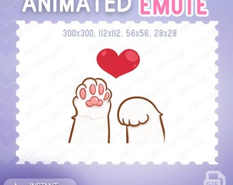 Animated Cat paws Emote and Alert | Heart Emoji | White Cat emotes | Twitch, Discord (GIF)