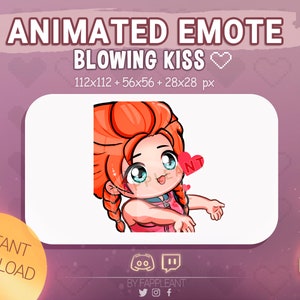 DBD ANIMATED Meg Thomas blowing kiss emote, Pink Heart Kiss emoji,  emotes, Twitch, Discord, Kick