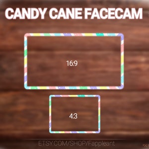 Christmas Candy Cane Webcam Overlay Static, Holiday Facecam Rainbow for Streaming (Twitch, Kick, Youtube...)  16/9 and 4/3