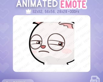 Shocked Cat Animated Emote and Alert | kitty Emoji | Funny White Cat emotes | Twitch, Discord (GIF)
