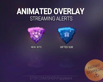 Animiertes ALERTS Twitch Paket (x2Alerts), Stream Overlay (New Bits und Gifted sub)