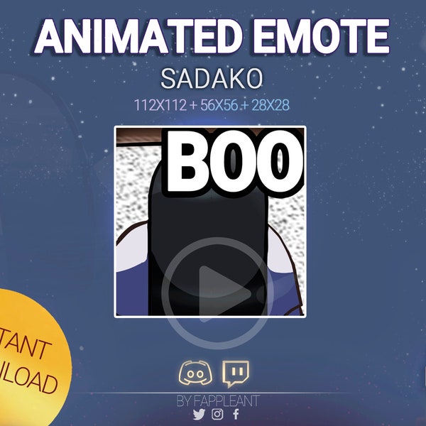 ANIMATED "BOO" emote Sadako, the ring tv gif for twitch, discord | Dead by daylight