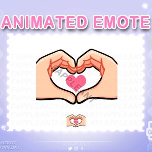 Animated emote hand heart, Heart emoji, love emote for Twitch, Discord