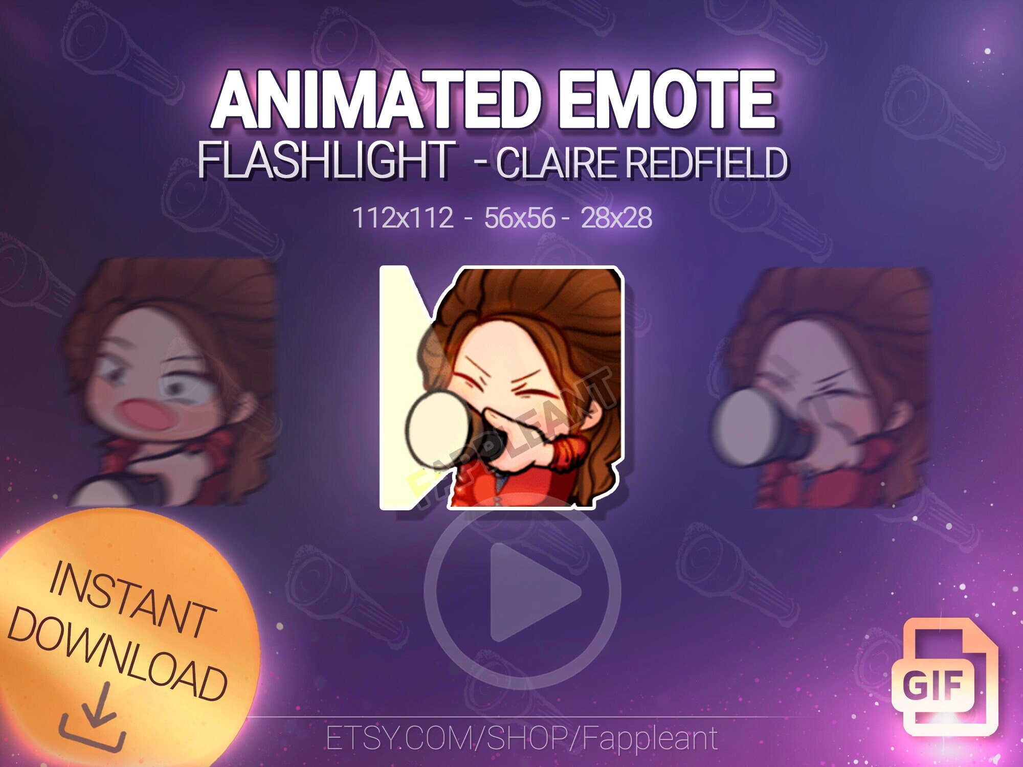 DBD ANIMATED flashlight emote of Claire Redfield Dead by Etsy España