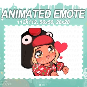 DBD ANIMADO gesto de beso que sopla Zarina Kassir Penguin, emoji de beso de corazón rosa, gesto de amor de Navidad, Twitch, Discord, Kick