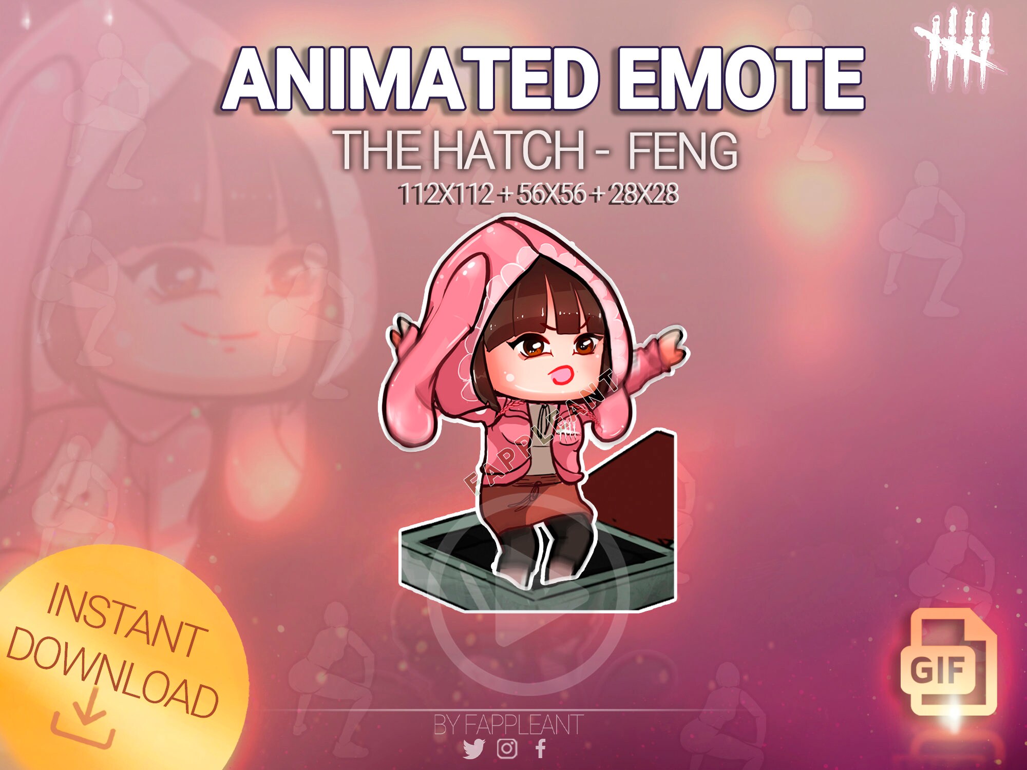 ANIMATED DBD Emote Pink Bunny Feng DC Rage Quit Animated 