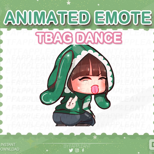 DBD Animated Emote Feng min Green Bunny Tbag dance | Dead by daylight Booty Emotes | Dbd Teabagging Emoji | Twitch, Discord, Kick