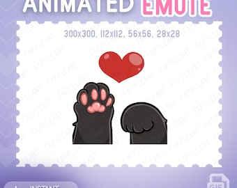 Animated Cat paws Emote and Alert | Heart Emoji | Black Cat emotes | Twitch, Discord (GIF)