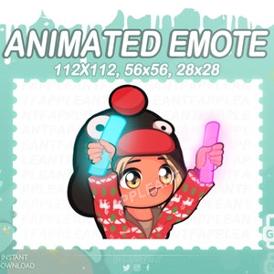 GEANIMEERDE Rave-emote Zarina Kassir Penguin, Dbd Survivor glow sticks, Party dance Emoji | Twitch, onenigheid, trap |  Kerstmis