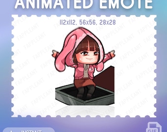 Geanimeerde emote-overlevende Pink Bunny Hatch Escape voor Twitch Discord Kick