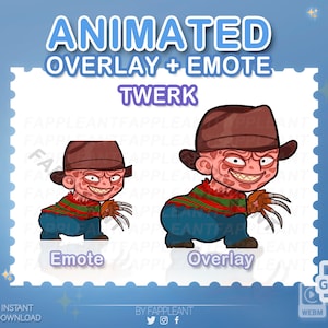 Emote de baile twerk animado de Freddy, superposición, emoticonos de alerta/pesadilla