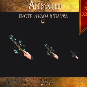 Emote animata dell'incantesimo Avada Kedavra per Twitch e Discord, Gif con sfondo grigio scuro