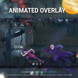 DBD ANIMATED Stream Pack Overlay, bundel Chasing-scènes x5 voor Twitch, Kick