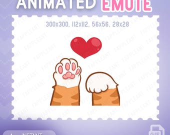 Animated Cat paws Emote and Alert | Heart Emoji | Orange Cat emotes | Twitch, Discord (GIF)