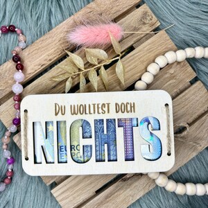 Geldgeschenk Karte Holz Geld verpacken Holzkarte Laser Geschenk Geldkarte personalisiert Gravur Nichts Konfetti Hochzeit Geburtstag