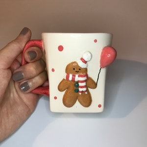 Gingerbread Coffee Mug - Unique Handmade Pottery New Year Gifts - Ceramic Christmas Mugs - Colorful and Funny Holiday Mugs - Winter Mug