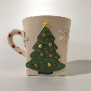 Christmas Tree Coffee Mug Colorful Holiday Mugs Unique Handmade Pottery ...