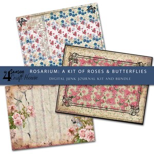 Rosarium a Kit of Roses and Butterflies Download Printable Bundle 11 Pages Full of Roses and Butterflies