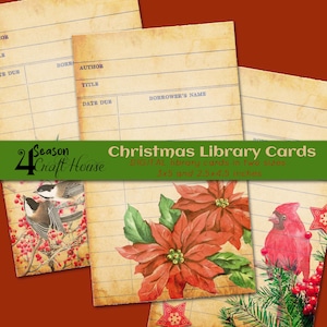 Christmas Library Cards Digital Kit Download Printable