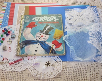 Little Golden Book Journal Kit Frosty the Snowman/Christmas Gift/Art Crafter/Memory Keeper/Christmas Gift /Holiday Fun Kit /Craft Supplies