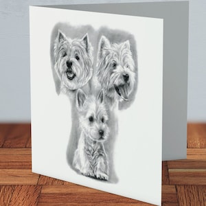 West Highland Terrier - Biglietto di auguri / amante dei cani, westie, biglietto per amico, proprietario di cane, biglietto per mamma, biglietto per papà, biglietto fatto a mano, proprietario di animale domestico