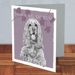 Carte pensant à vous Cocker, cadeau pour amoureux des chiens, maman épagneul, papa épagneul, carte pour elle, carte pour lui, fête des chiens, amoureux des épagneuls