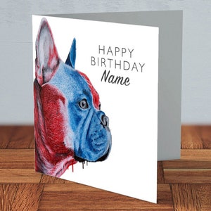 Bulldog francese - Biglietto di compleanno personalizzato / amante dei cani, proprietario di bulldog francese, amico, compleanno del cane, per la mamma, per il papà, fatto a mano, proprietario di animali domestici
