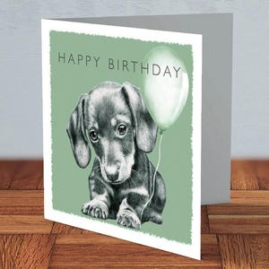 Dackel (grün) - Geburtstagskarte | Karte für Hundeliebhaber, Dackelbesitzerin, Freund zum Geburtstag, Hund für Hundeliebhaber, Karte für Mama, Karte für Papa, für Dachshundbesitzer