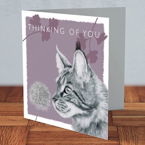 Carte Maine Coon Thinking of You, cadeau pour amoureux des chats, Maine Coon Mum, Maine Coon Dad, carte pour elle, carte pour lui, Maine Coon Lover, chat