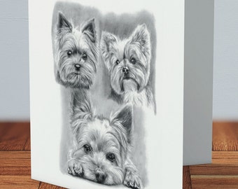 Yorkshire Terrier Greeting Card 15 x 15 cm by MJLArt