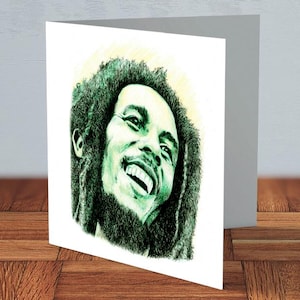 Bob Marley - carte de voeux | Bob marley and the wailers, carte d'anniversaire pour lui pour elle, Jamaïque, rastafari, toutes les occasions, fan de bob marley