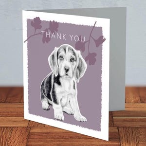 Tarjeta de agradecimiento para cachorros de beagle, regalo para amantes de los perros, mamá beagle, papá beagle, tarjeta para ella, tarjeta para él, tarjeta considerada, amante de los beagles