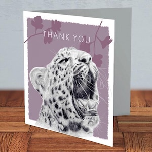Carte de remerciement léopard, cadeau pour amoureux des animaux, maman, papa, carte pour elle, carte pour lui, anniversaire des animaux, amoureux des animaux, animaux sauvages, mignon