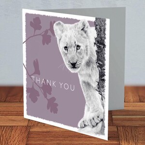 Biglietto di ringraziamento per cucciolo di leone, regalo per amanti degli animali, per mamma, per papà, biglietto per lei, biglietto per lui, biglietto sulla fauna selvatica, amante degli animali, fauna selvatica