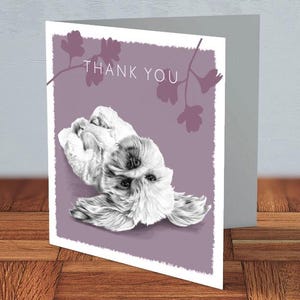 Shih Tzu Lhassa Apso jouant une carte de remerciement, cadeau pour amoureux des chiens, maman shih tzu, papa shih tzu, carte pour elle, carte bien pensée, amant shih tzu