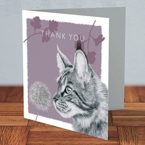 Maine Coon Thank You Card, Cat lover gift, Maine Coon Mum, Maine Coon Dad, card for her, card for him, Cat, Maine Coon Lover, Cat